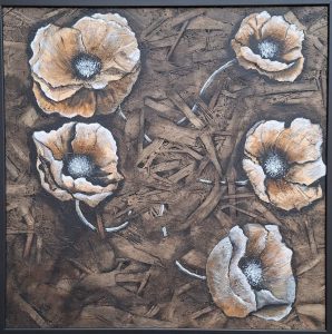 Never stop Dreaming 80 x 80 cm Acrylverf en Houtskool op OSB